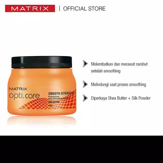 MATRIX MASKER RAMBUT Opti Care Smooth Straight Mask 490 GR UNTUK RAMBUT SMOOTHING