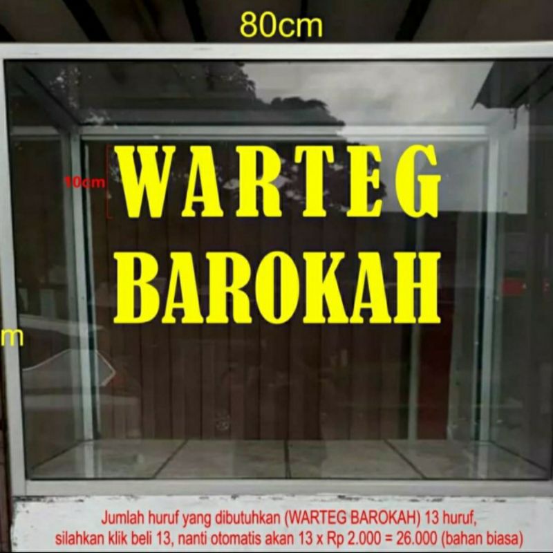 

stiker etalase huruf abjad bisa reques ukuran..