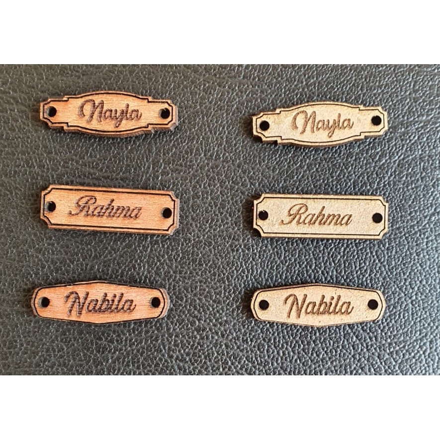

Label Hijab Kayu / Label Produk Kayu / Tag Brand - Wood - 30pcs