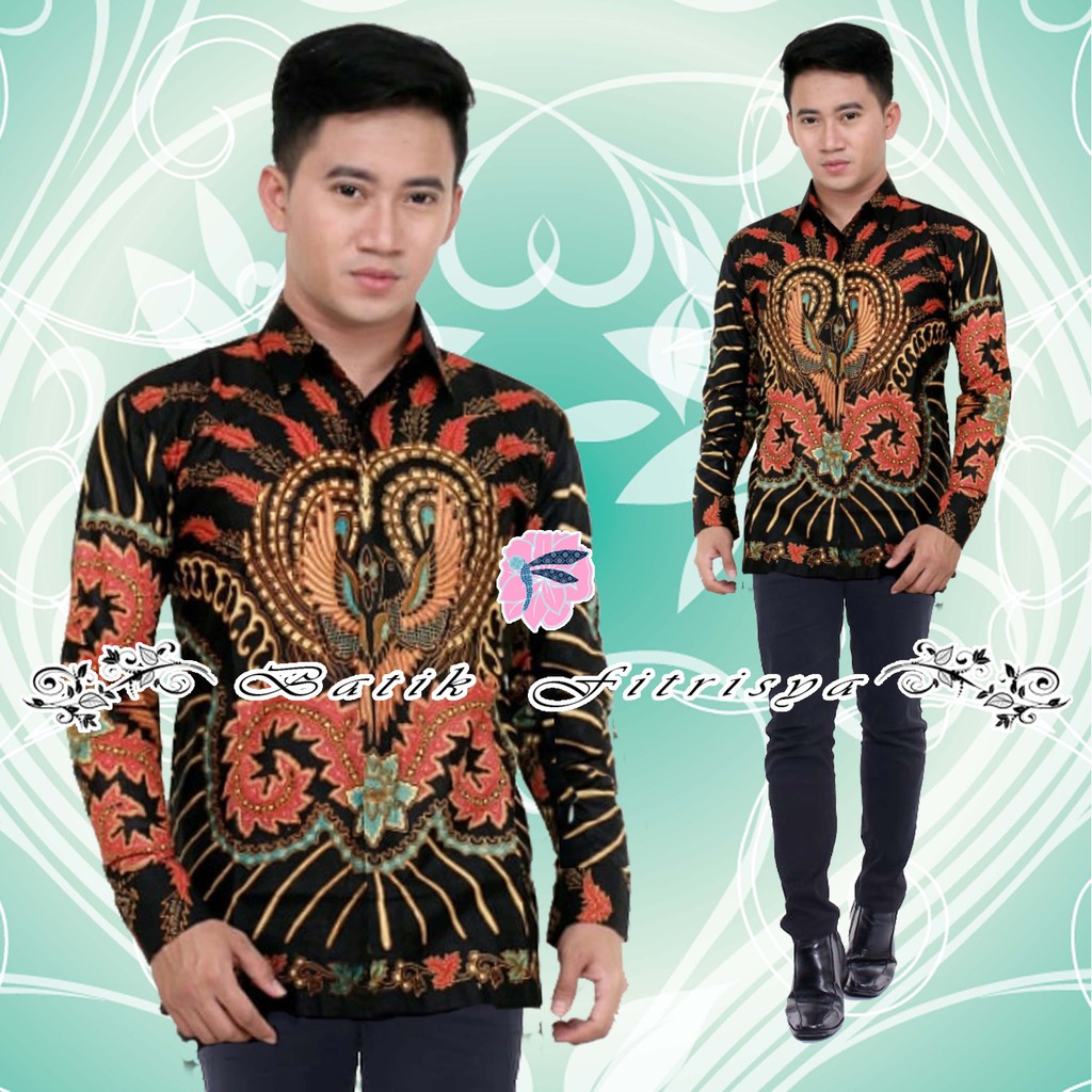 KEMEJA LENGAN PANJANG BAHAN PREMIUM MOTIF ORIGINAL MERAK LINGKAR BATIK PEKALONGAN JAWA PRIA MURAH