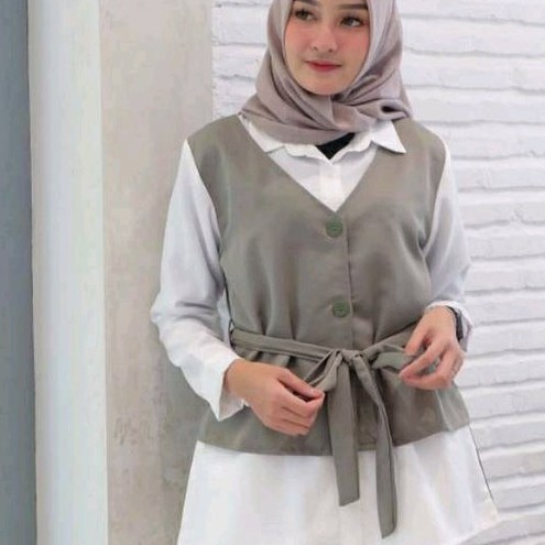 Kemeja Alemia Wanita/ Blouse Wanita Terbaru FIA.Collection-Abu-Abu