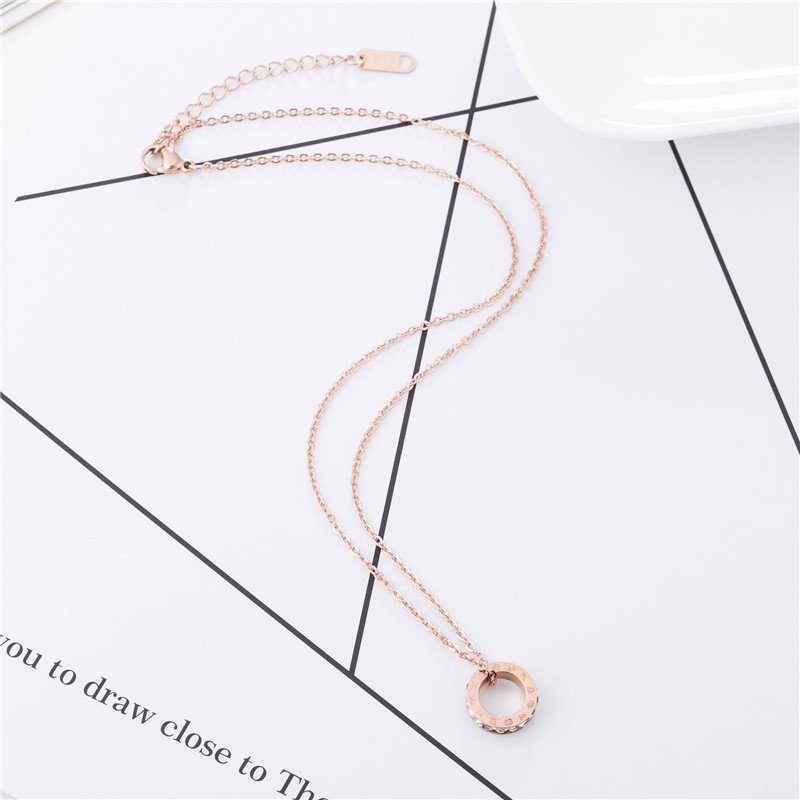 [New] Kalung roda berlian titanium mini korea hadiah wanita cewek anti karat KK163