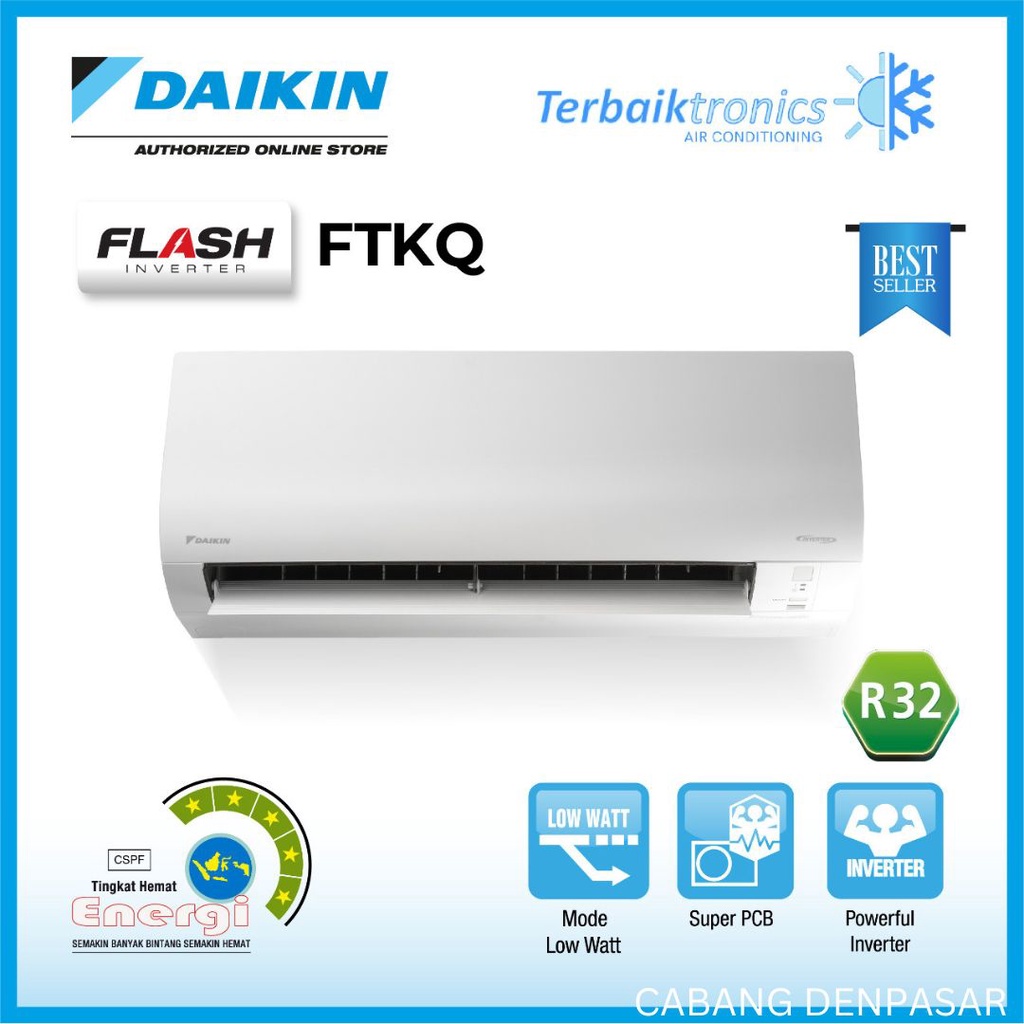 AC Daikin Flash Inverter 1 PK R32 FTKQ25UVM4 / FTKQ 25 UVM Made In Thailand
