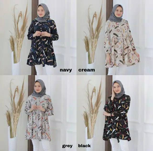 VELA KREM /* BAJU TUNIK WANITA / MIKA TUNIK / TUNIK CINCIN