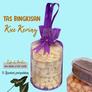 

Ready Stok Per 12pc Tas Toples Kue kering Spunbond ungu isi 3 toples 500gr terlaris