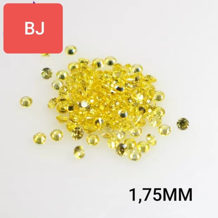 5 butir Yellow Cubic Zirconia 1.75 MM A5 Quality Yellow Diamond Tabur