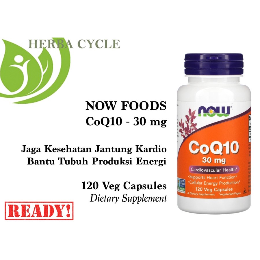 Now Food CoQ10 30mg 120cap Kesehatan Jantung Kardiovaskular ORI USA