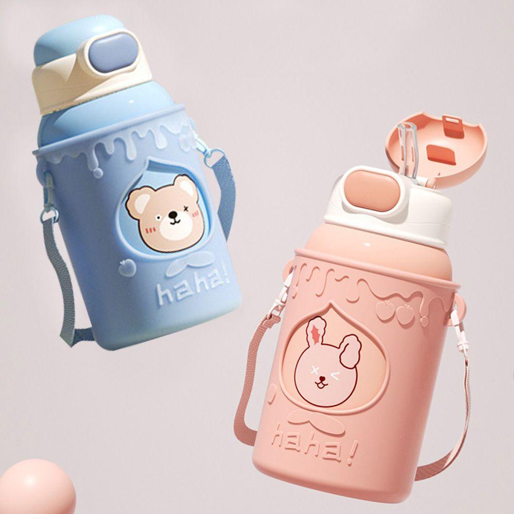 Solighter 500ml Botol Air Minum Isolasi Sedotan Silicone Case Travel Cup