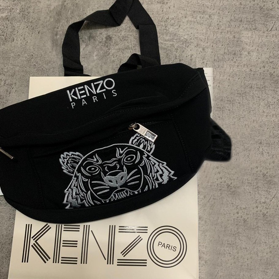 Kenz0 Logo Bumbag Kenz0 Waistbag tas Selempang dada Tas Pinggang Pria Fullset