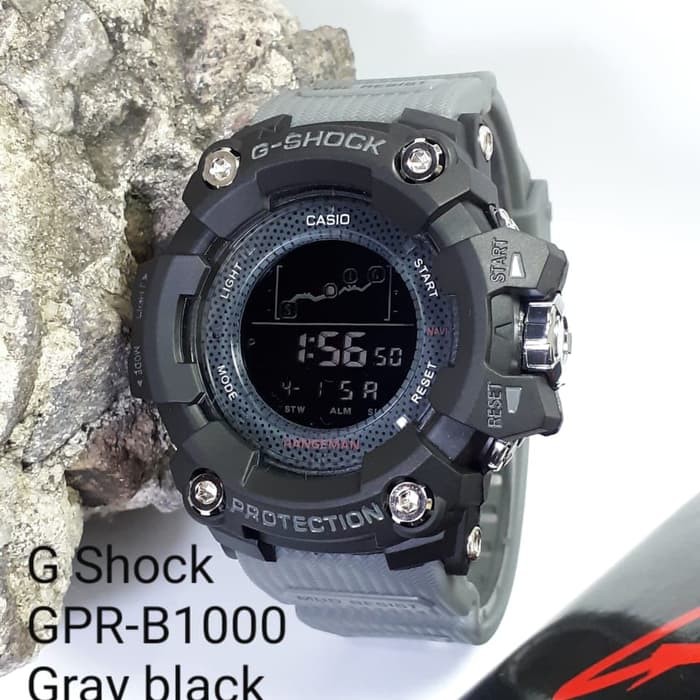 Jam Tangan Casio Gshock B1000 Water Resist - Hitam tali Abu