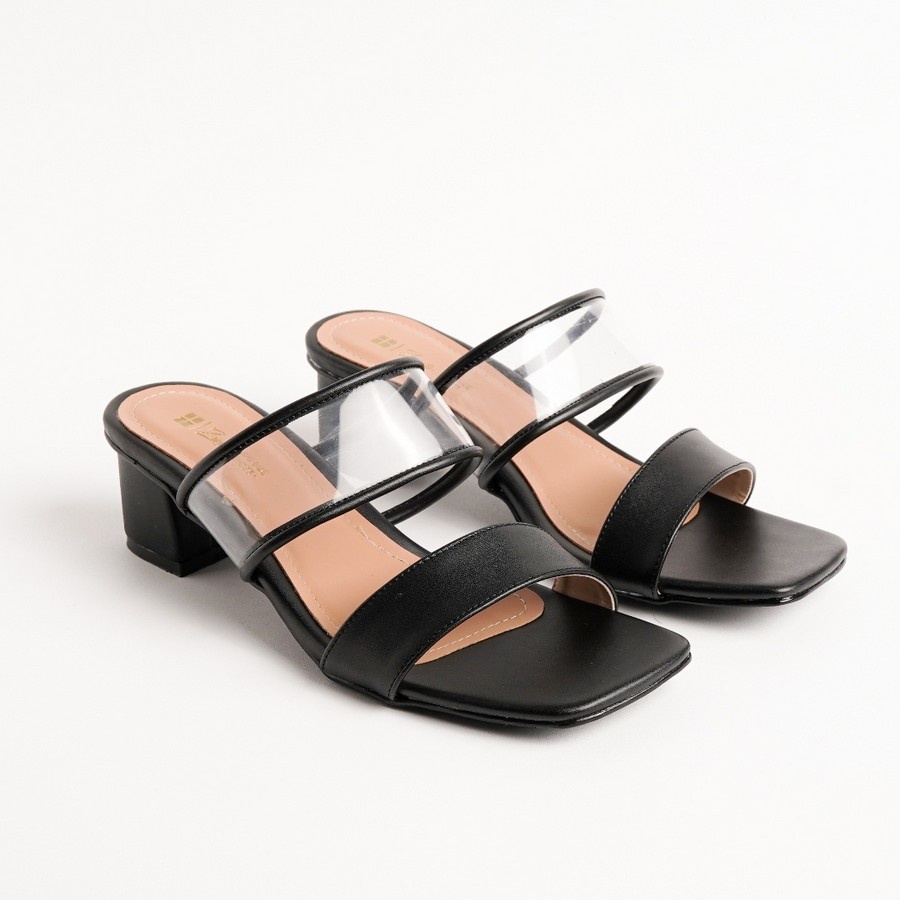 Zavatu-Ori Sepatu Sandal Wanita Heels Hak Tahu Hitam Ukuran 41-45 Trendy Kekinian