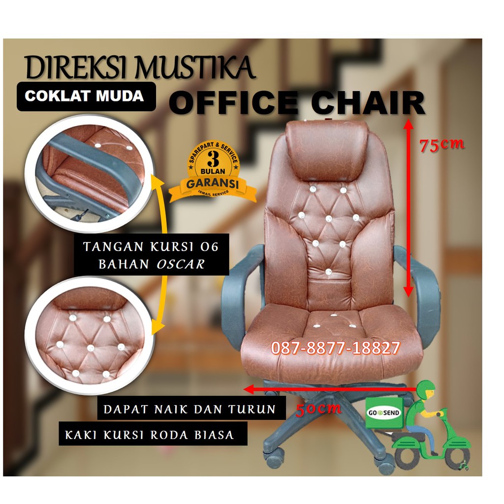 Produsen Kursi Kantor, Bangku Direksi Mustika 06 Kaki Kursi Roda Hitam, Mewah, Termurah Dibekasi