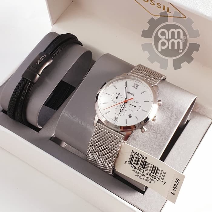 Suplier Jam & Gelang Fossil Man Neutra Chronograph Silver FS5382 Ori