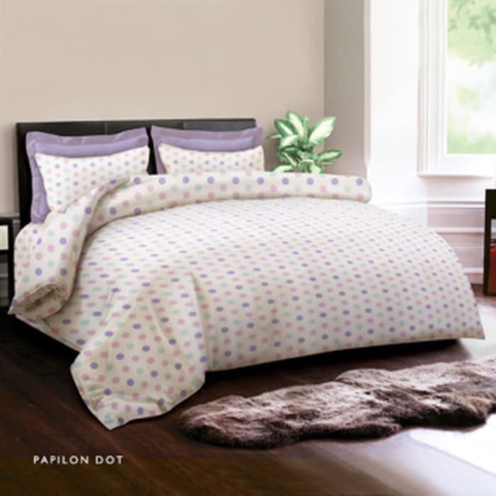 FULL SET King Rabbit Papilon Dot 160 / 180x 200 (Sprei dan Bedcover)