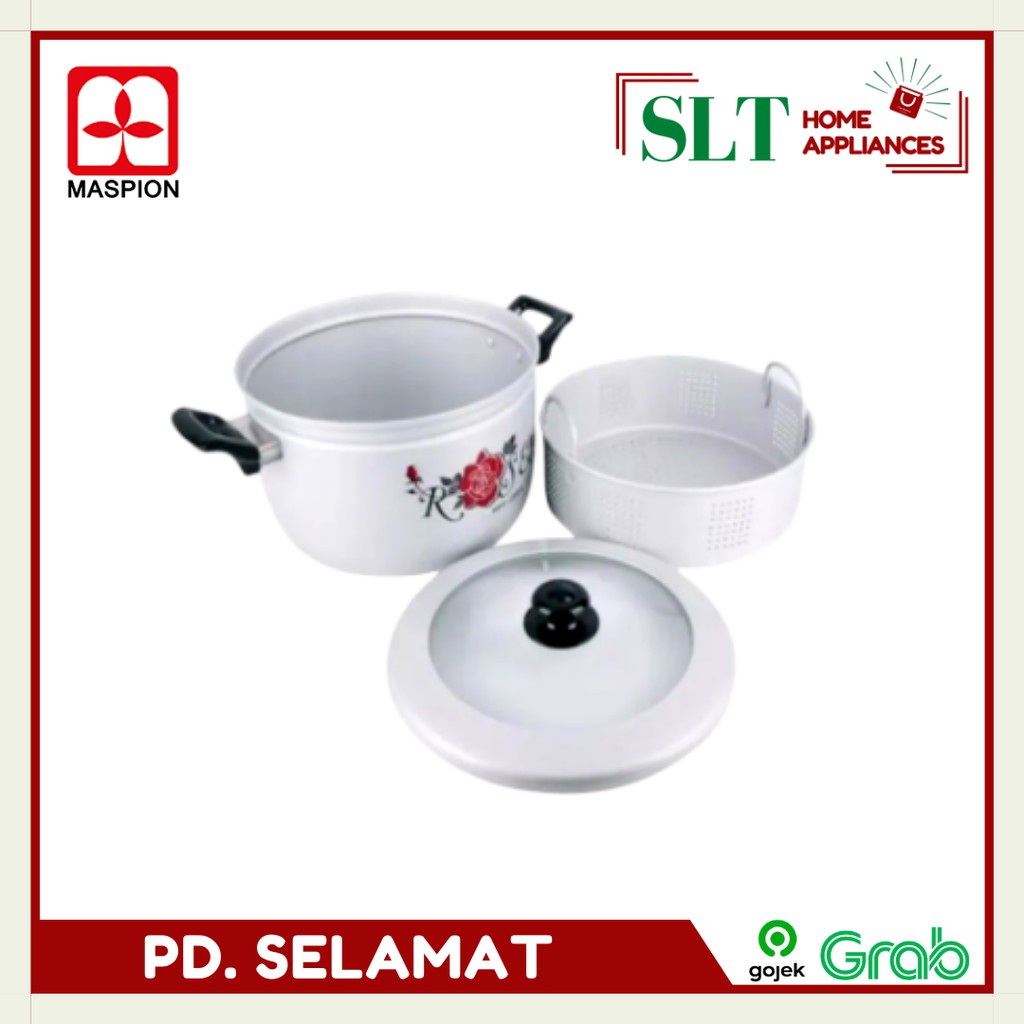 Maspion Panci Panca Guna 22 Cm Panci Kukus + Tutup Kaca Panci Serba Guna