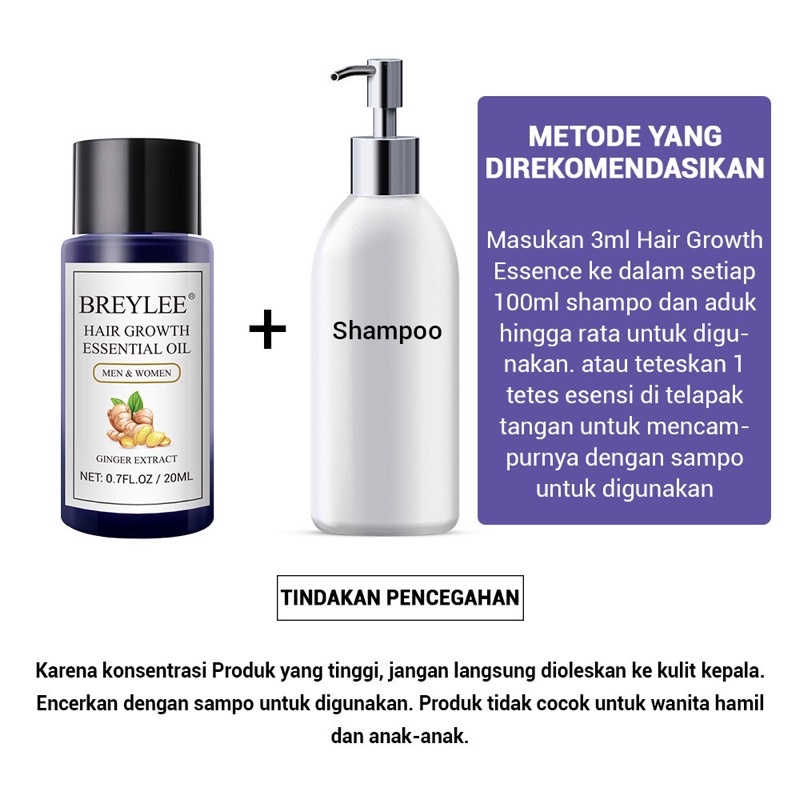 BREYLEE Hair Essential Oil - BREYLEE Serum Penumbuh Rambut Menyehatkan Kulit Kepala &amp; Meningkatkan Regenerasi Rambut (20ml)