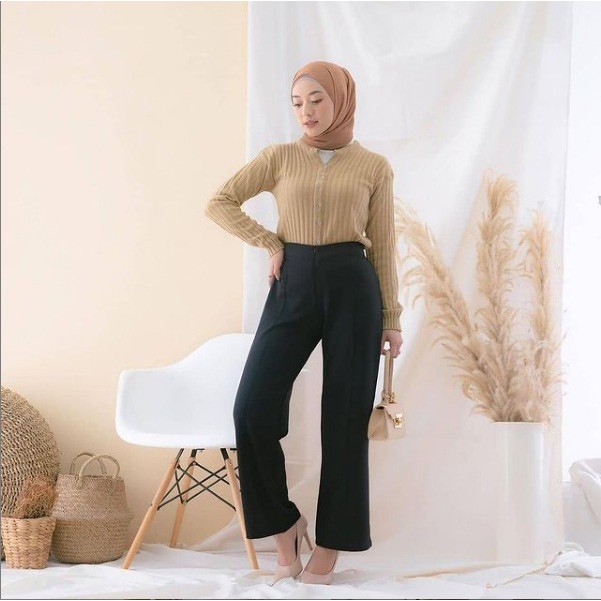 Leon Kullot Scuba Premium / Celana Panjang Kulot Polos Wanita / Celana Panjang Polos Murah Korean Outfit- BV0G-5