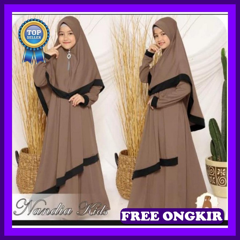 Pakaian Lebaran Murah Dress Terbaru 2023 Gamis Lebaran Perempuan Dewas Gamis Anak Nandia Kids (Free