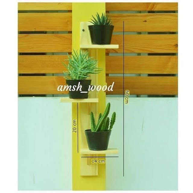 Rak Dinding kayu tempat bunga/ Rak kaktus/ Rak gantung tempat bunga