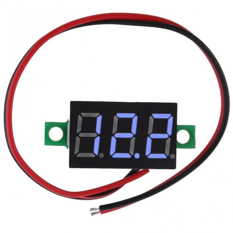 Voltmeter Biru Volt Meter Digital 4.5-30V DC Dua Kabel 0.36 Warna Blue