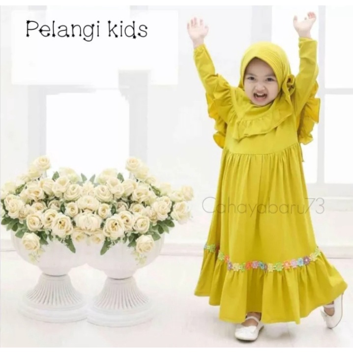 Gamis anak perempuan + kerudung terbaru  / HIFZA KIDS / gamis anak size XS S M L/COD