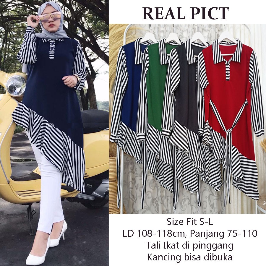 CARLINA FELISIA TUNIK KOMBINASI SALUR FASHION WANITA