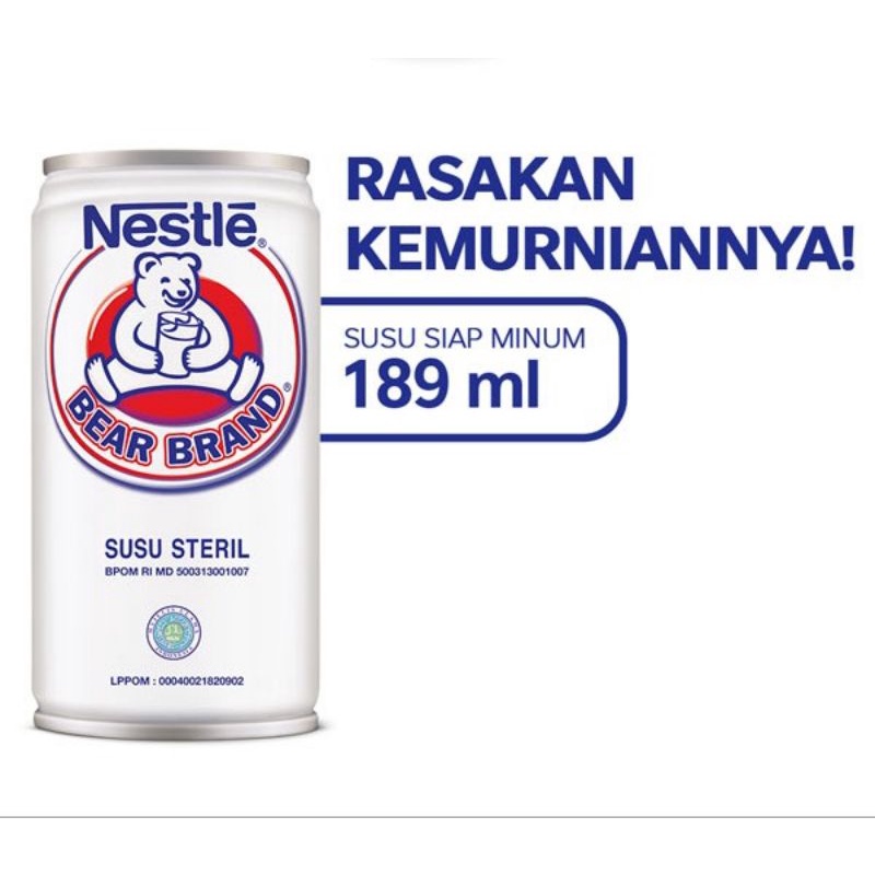 

Nestlé Bear Brand ~ Susu Sapi Steril Siap Minum Putih Kaleng 189ml