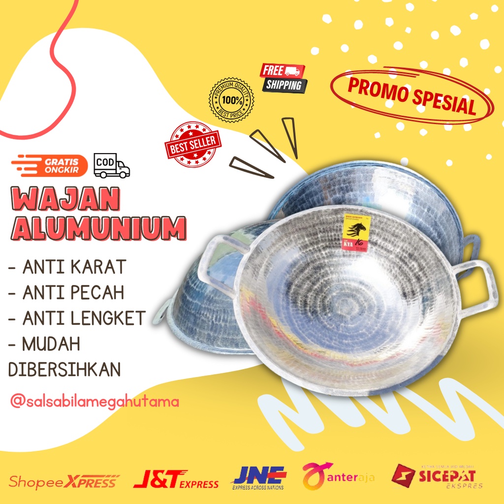 WJNALU110 - Penggorengan wajan katel kuali kenceng almunium alumunium jawa tebal anti lengket / kate
