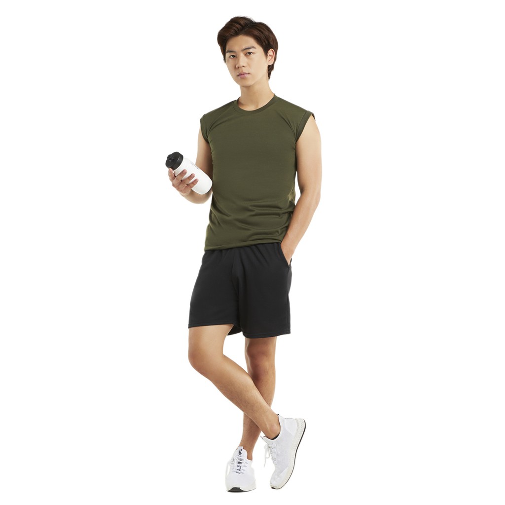 DONSON Sportswear Simple Singlet Tanktop Dalaman Bahu Lebar Sleeveless Tshirt Olahraga Polyester Warna Army