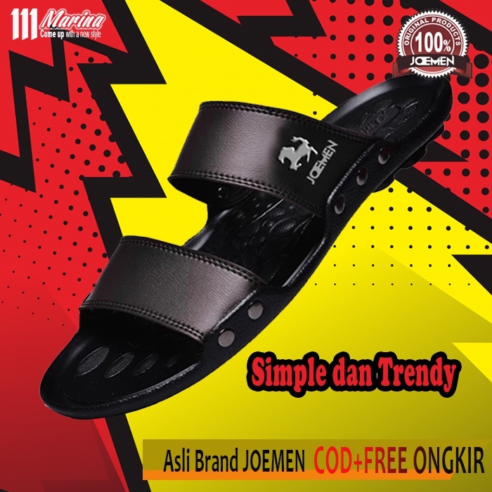 Sandal Pria Dewasa Sandal Branded Sendal Kulit Pria Sandal Slide Laki Laki 100% Original S52 Karet A