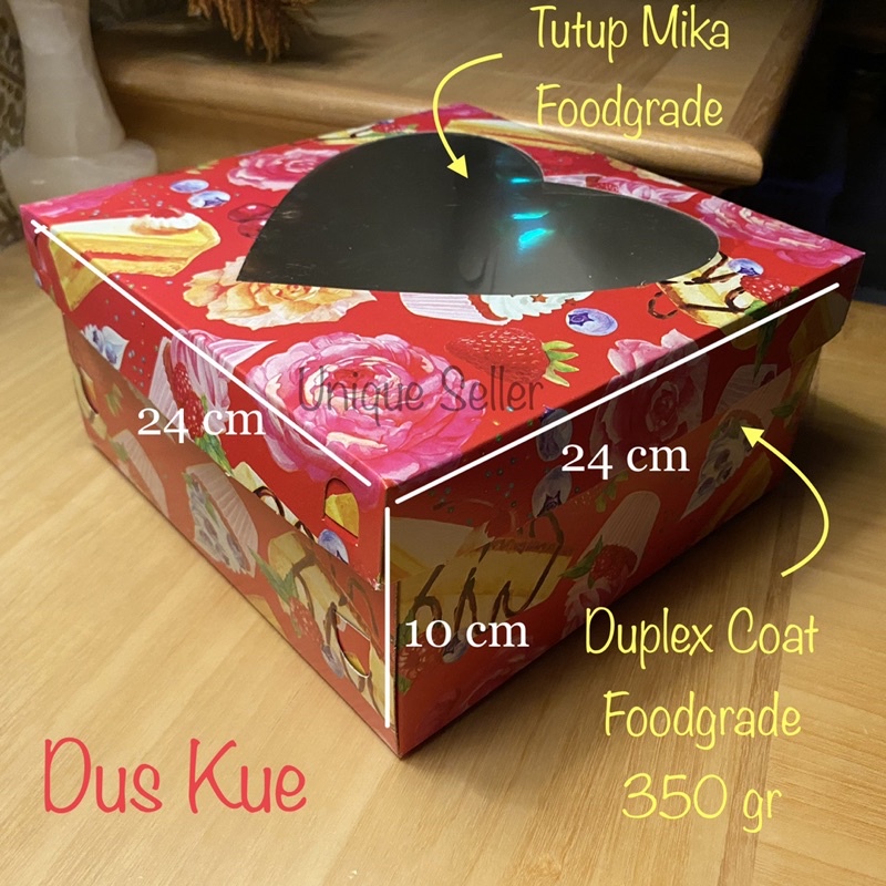 [10 pcs] Dus Kue Tart 24x24x10 Tutup Hati isi 10 Pcs / Dus Box Kotak Kardus Lamaran Tutup Hati 24x24 x 10 cm / Dus Box Kotak Hampers 24x24x10cm / Dus Box Kotak Merah Tutup Hati Uk 24 x 24 x 10 cm