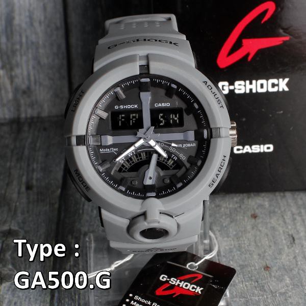 G Shock FROGMAN ARMY Casio GA500 Grey Abu abu . Jam Tangan Pria dual time digital model terbaru