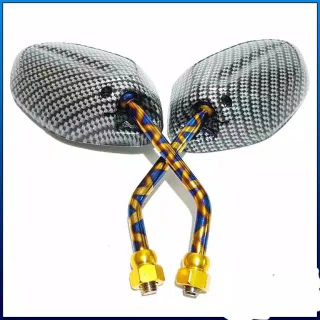 Spion karbon carbon twotone 2 tone blue xxx beat vario scoopy adv pcx tangkai tanggung-1