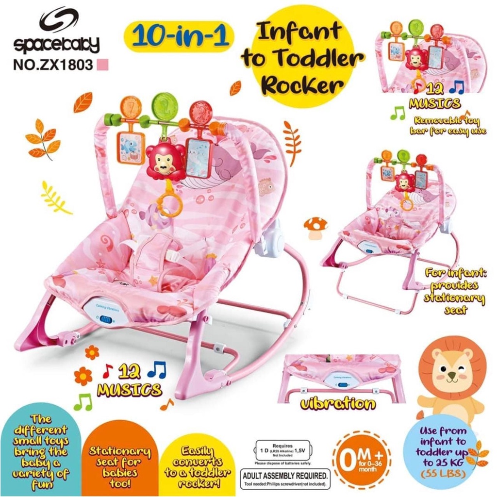 READY GOJEK Bouncer Kursi Goyang Manual Bayi Space Baby Sugar Baby Mastela 10in1-Pink Bouncer Space