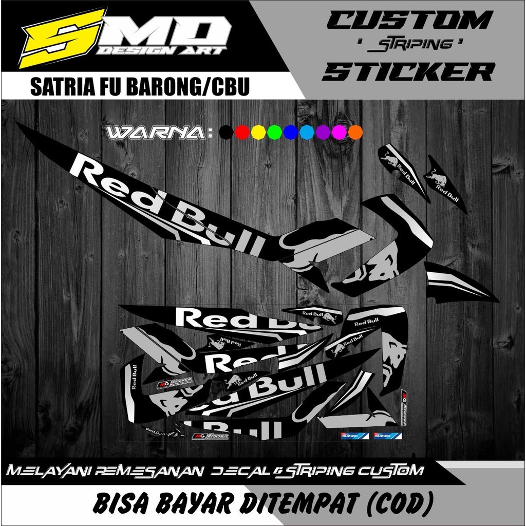 STRIPING STICKER VARIASI MOTOR SATRIA FU BARONG/LAMA REDBULL BEST SELLER
