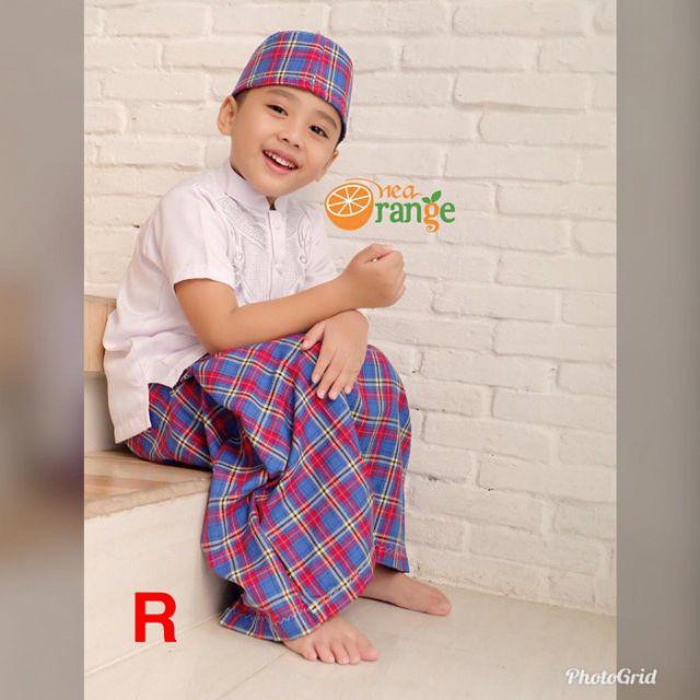 SARUNG ANAK INSTAN ORANGE + PECI