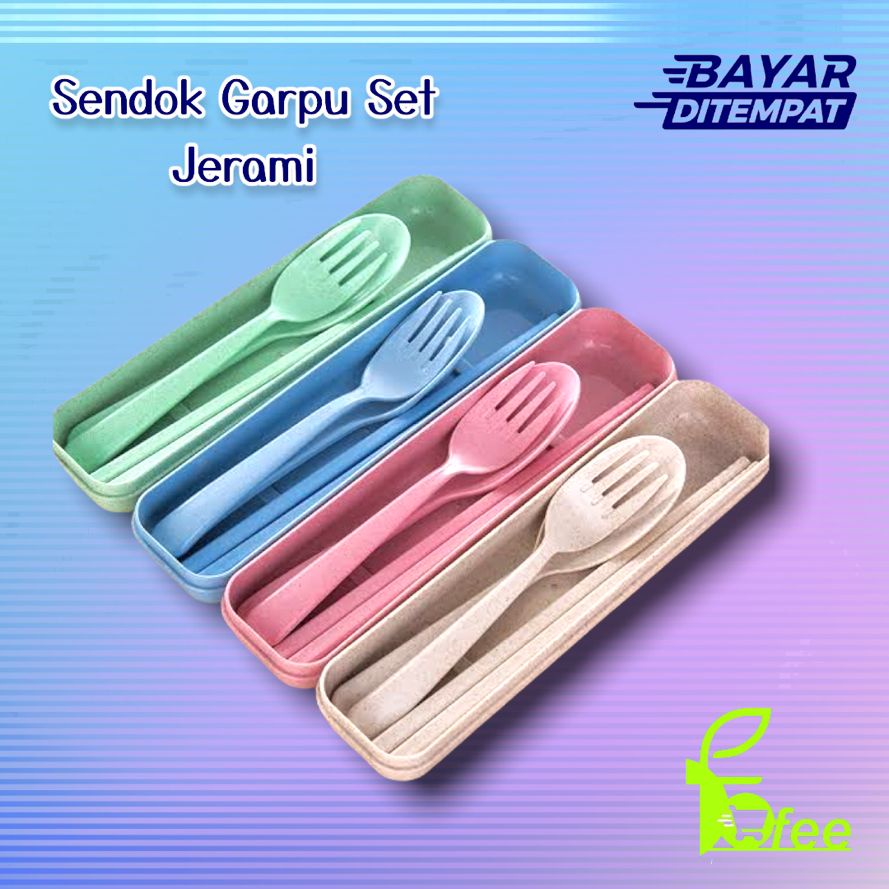 [IMPORT] - Sendok Garpu Sumpit Alat Makan Set Bahan Jerami