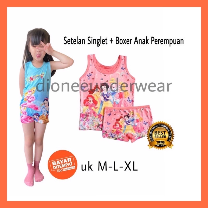 Setelan Singlet Anak Perempuan Dan Boxer Anak Perempuan Cewe Baju Anak Bayi Perempuan