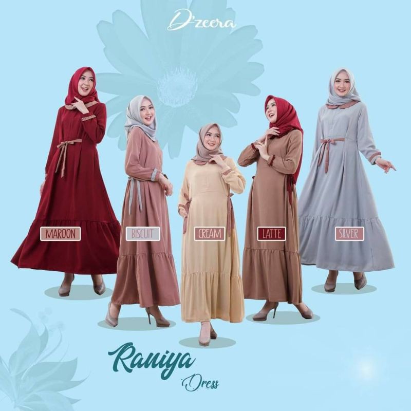 D'ZEERA GAMIS WANITA RANIYA DRESS ONLY CUTE TERBARU MODEL CANTIK WOLLYCREPE CALTRI BEST SELLER