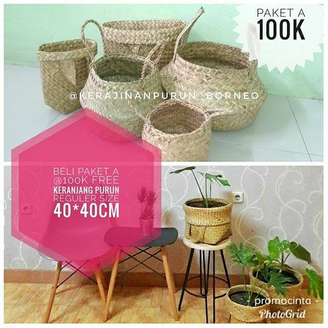 Bakul Purun, Cover Pot, Anyaman Purun, Hampers Purun