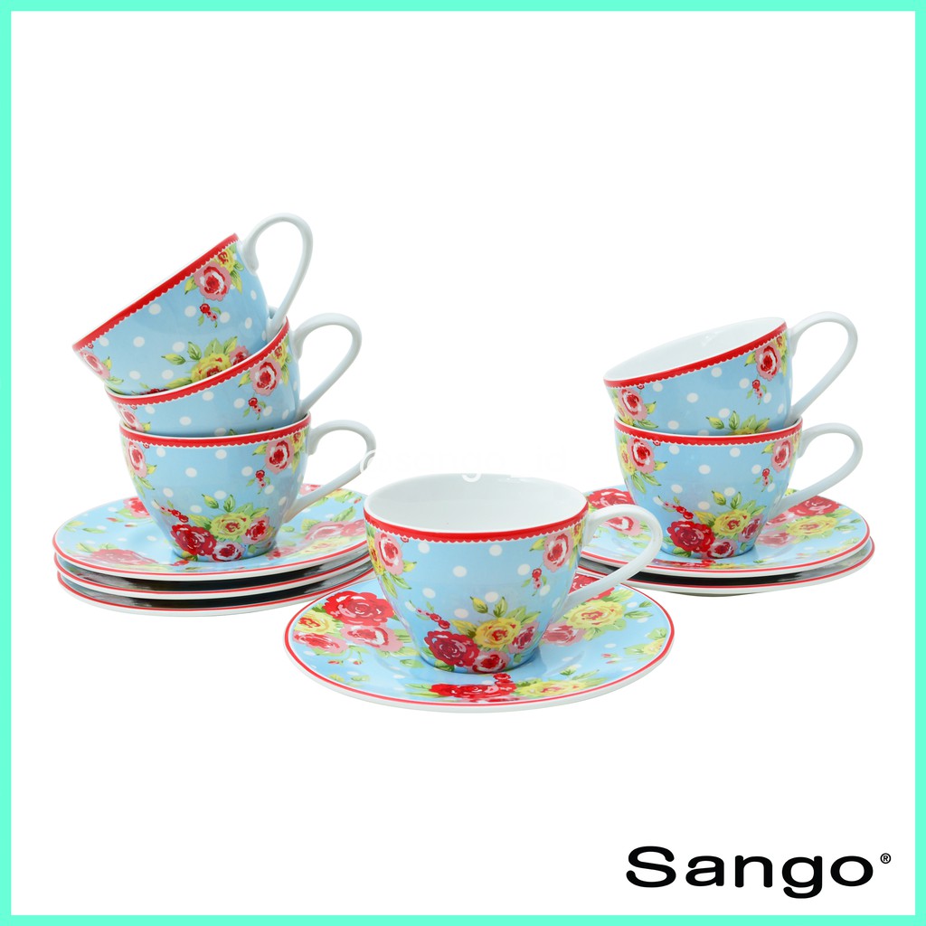  SANGO  Set Cangkir New Country Blue Isi 12 Shopee Indonesia