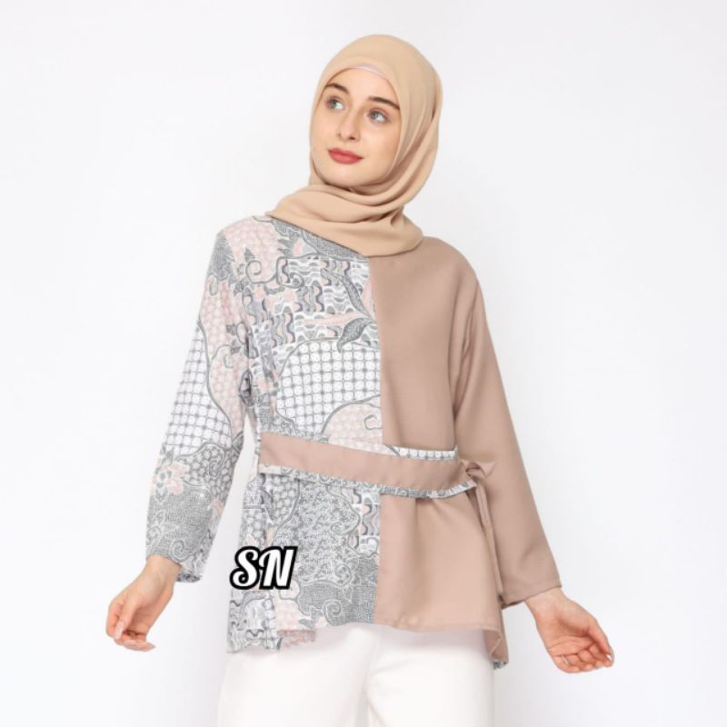 tey-17 Batik Wanita ASJ SA HRB026 Kenogo Kemeja Tosca Pendek-Model 7