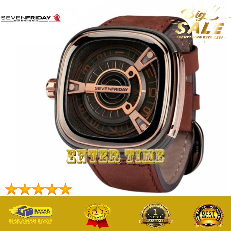 MEGA SALE  JAM TANGAN PRIA IMPORT SEVEN FRIDAYY SF M2-02 MATIC LEATHER STRAP JAM TANGAN KASUAL PRIA 