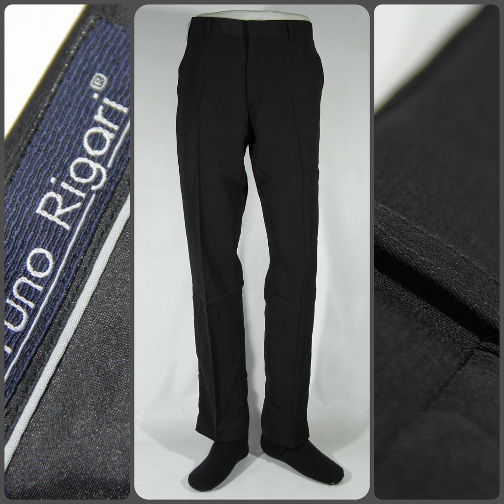 Celana Formal Pria Bruno Rigari Slim Fit Hitam Salur | Celana Bahan