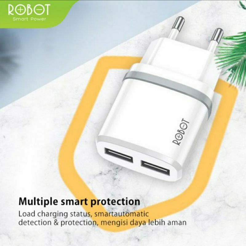 Robot RT-K9 Dual Port 2.1A Adaptor + Micro USB Data Cable 1M 1 Pcs