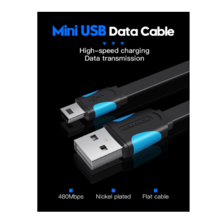 Vention Kabel Data Flat Mini USB Serba Guna Harddisk Stick PS3 - A14