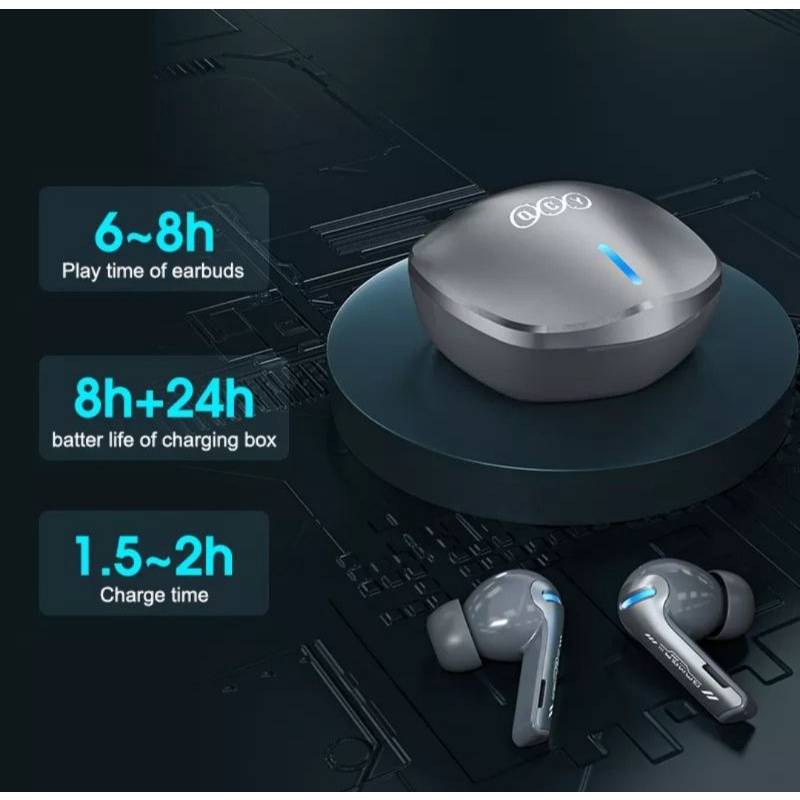 QCY G1 EARBUD NIRKABEL BLUETOOTH 45Ms EARPHONE GAMING TANPA KABEL PENGISIAN DAYA  BATERAI 32JAM