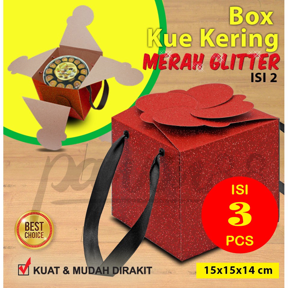 Kotak Box Dus Kue Kering MERAH - isi 2 Toples -( 3 Pcs)