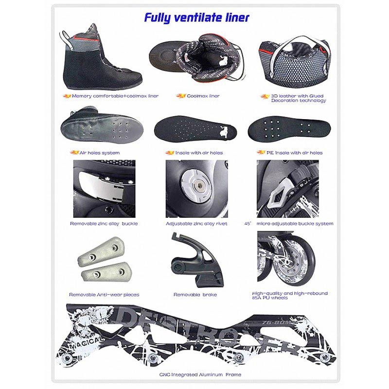 COUGAR DESTROYER MZS507 Sepatu Roda Slalom Inline Skate  Black