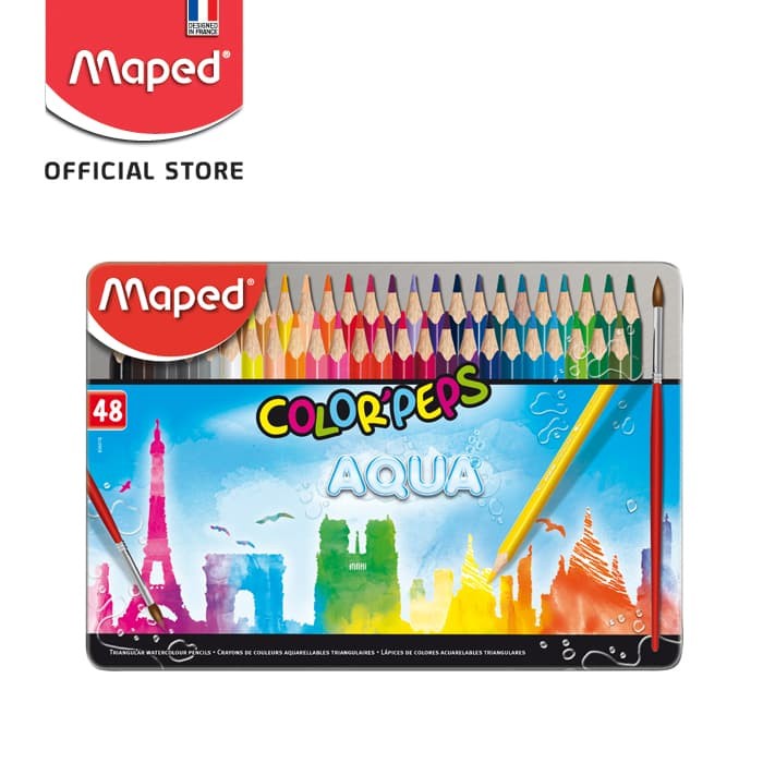 

WARNAPENSIL- MAPED PENSIL WARNA WATER COLOR PENCILS 48' - METAL BOX -PENSIL WARNA